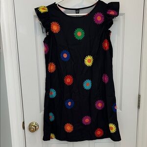 SHEIN Black Dress with Colorful Floral Design